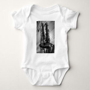 Schwarz-Weiß-Tenor-Saxophon Baby Strampler