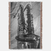 Schwarz-Weiß-Tenor-Saxophon Decke (Vorderseite Vertikal)