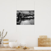 Schwarz-Weiß-Tenor-Saxophon Poster (Küche)