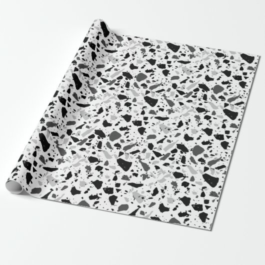 Schwarz-Weiß-Terrazzo Geschenkpapier (Ungerollt)