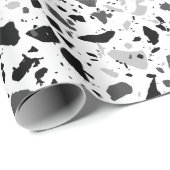 Schwarz-Weiß-Terrazzo Geschenkpapier (Rolleneckpunkt)