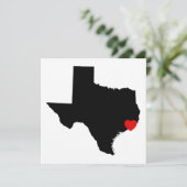 Schwarz-Weiß-Texas-Rotes Herz Hochzeit Einladung (Stehend Vorderseite)