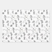 Schwarz-weiß Text Doodle Ballon Happy Birthday Geschenkpapier Set (Vorderseite)