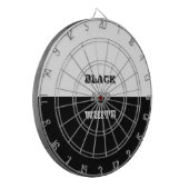 Schwarz-Weiß-Text und solide Farbgestaltung Dartscheibe (Vorderseite Links)