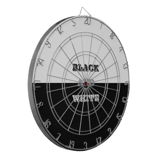 Schwarz-Weiß-Text und solide Farbgestaltung Dartscheibe (Vorderseite Links)