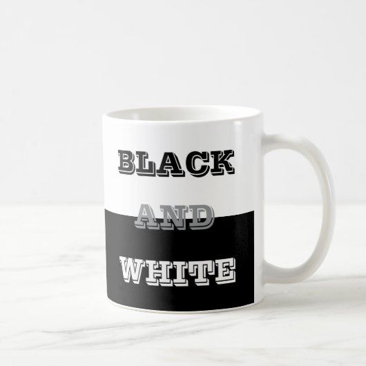 Schwarz-Weiß-Text und solide Farbgestaltung Kaffeetasse (Rechts)