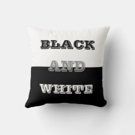 Schwarz-Weiß-Text und solide Farbgestaltung Kissen