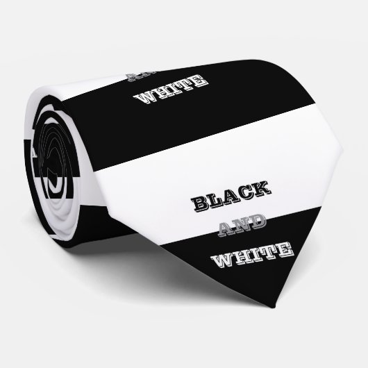 Schwarz-Weiß-Text und solide Farbgestaltung Krawatte (Gerollt)