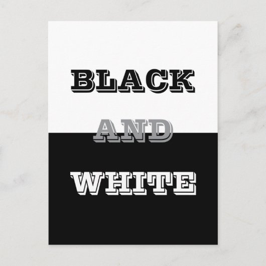 Schwarz-Weiß-Text und solide Farbgestaltung Postkarte (Vorderseite)