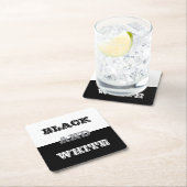 Schwarz-Weiß-Text und solide Farbgestaltung Rechteckiger Pappuntersetzer (Vor Ort)