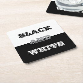 Schwarz-Weiß-Text und solide Farbgestaltung Rechteckiger Pappuntersetzer