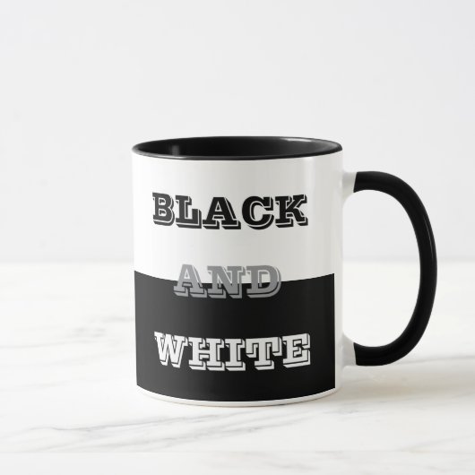 Schwarz-Weiß-Text und solide Farbgestaltung Tasse (Rechts)