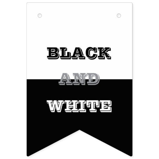 Schwarz-Weiß-Text und solide Farbgestaltung Wimpelkette (Zweite Fahne)