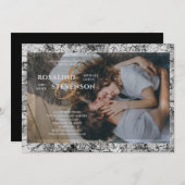 Schwarz-Weiß-Textur-Foto Hochzeit Einladung (Vorne/Hinten)