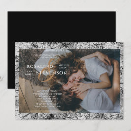 Schwarz-Weiß-Textur-Foto Hochzeit Einladung