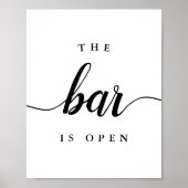 Schwarz-Weiß "The Bar is Open" Hochzeitszeichen Poster (Vorne)