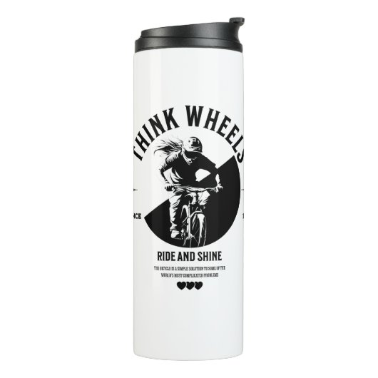 Schwarz-Weiß-Thermalwäscher für Fahrradfahrer Thermosbecher (Nach links gedreht)