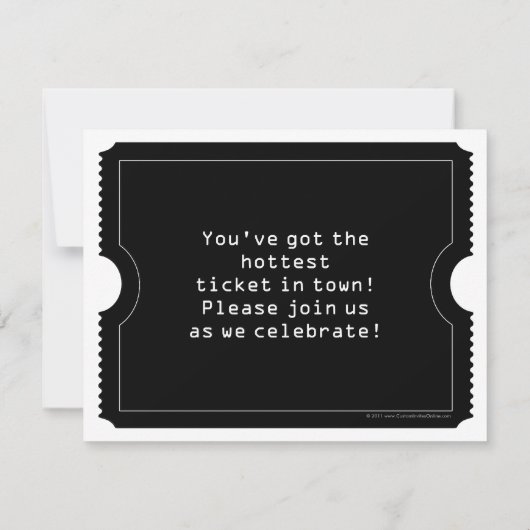 Schwarz-Weiß-Ticket-Einladung, digitaler Stil Einladung (Rückseite)