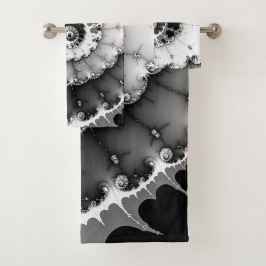 Schwarz-Weiß-Tiefenwirbel Badhandtuch Set (Insitu)