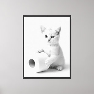 Schwarz Weiß Tier Lustige Katzenfoto Kunst Minimal Leinwanddruck