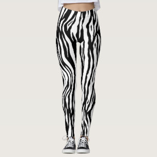 Schwarz-weiß-Tierdruck-Frauen-Leggings Leggings