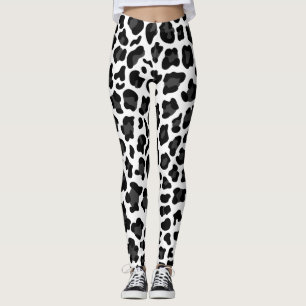 Schwarz/Weiß-Tierdrucken - Frauen-Leggings Leggings