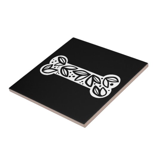 Schwarz-Weiß-Tierknochen Schwarz Fliese (Seite)