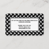 Schwarz-Weiß-Tierpaws Hundewalker-Katze Sitzen Visitenkarte (Rückseite)