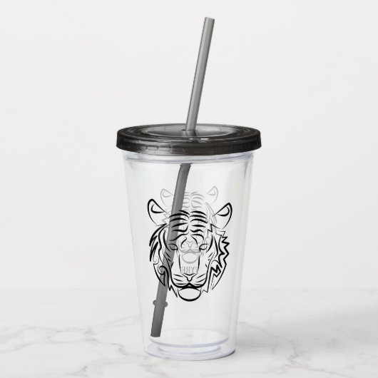 Schwarz-Weiß-Tiger Acryltrinkbecher (Rückseite)