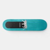 Schwarz-Weiß-Tiger auf Aquamarinem Personalisiert Skateboard (Horizontal)