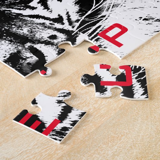 Schwarz-Weiß-Tiger-Auge nie Motivierend aufgeben Puzzle (Seite)