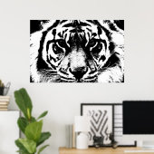 Schwarz-Weiß-Tiger-Augen Poster (Heimbüro)