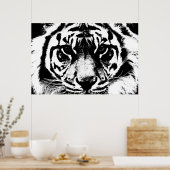 Schwarz-Weiß-Tiger-Augen Poster (Küche)