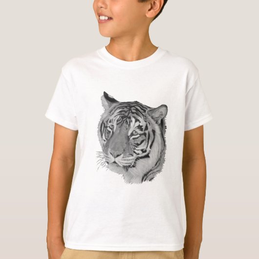Schwarz-Weiß-Tiger-Bild der großen Katze T-Shirt (Vorderseite)