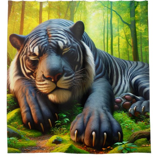 Schwarz-Weiß-Tiger Duschvorhang (Vorderseite)