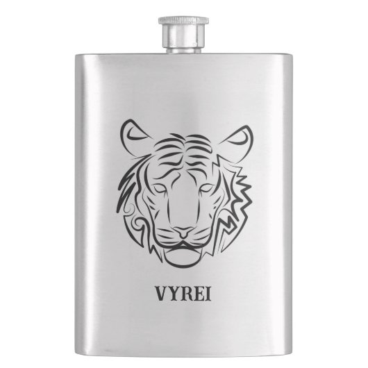 Schwarz-Weiß-Tiger Flachmann (Vorderseite)
