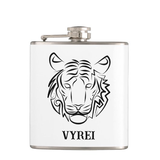 Schwarz-Weiß-Tiger Flachmann (Vorderseite)