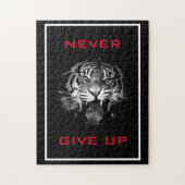 Schwarz-Weiß-Tiger geben nie Motivierend auf Puzzle (Vertikal)