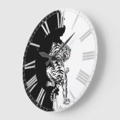 Schwarz-Weiß-Tiger-Gepäck-Anhänger dreimal Briefta Große Wanduhr (Winkel)