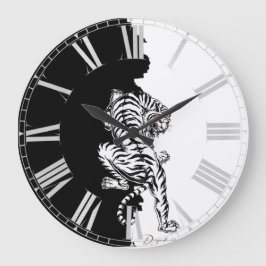 Schwarz-Weiß-Tiger-Gepäck-Anhänger dreimal Briefta Große Wanduhr
