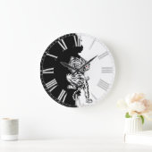 Schwarz-Weiß-Tiger-Gepäck-Anhänger dreimal Briefta Große Wanduhr (Zuhause)