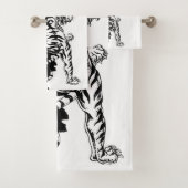 Schwarz-Weiß-Tiger-Gepäck-Anhänger dreimal wallet Badhandtuch Set (Insitu)
