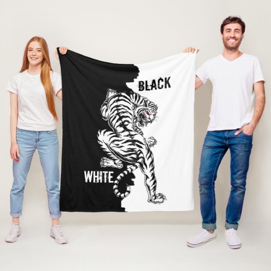 Schwarz-Weiß-Tiger-Gepäck-Anhänger dreimal wallet Fleecedecke (Beispiel)