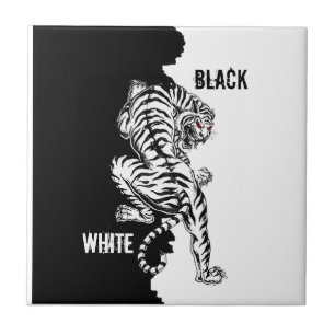 Schwarz-Weiß-Tiger-Gepäck-Anhänger dreimal wallet Fliese