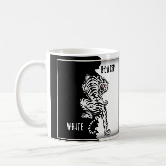 Schwarz-Weiß-Tiger-Gepäck-Anhänger dreimal wallet Kaffeetasse (Links)