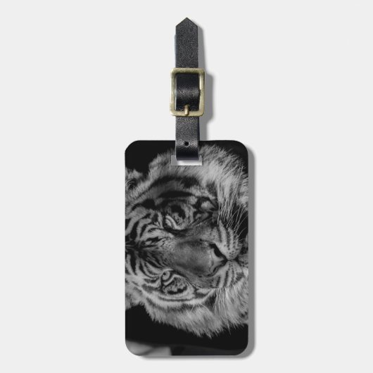 Schwarz-Weiß-Tiger Gepäckanhänger (Vorderseite vertikal)