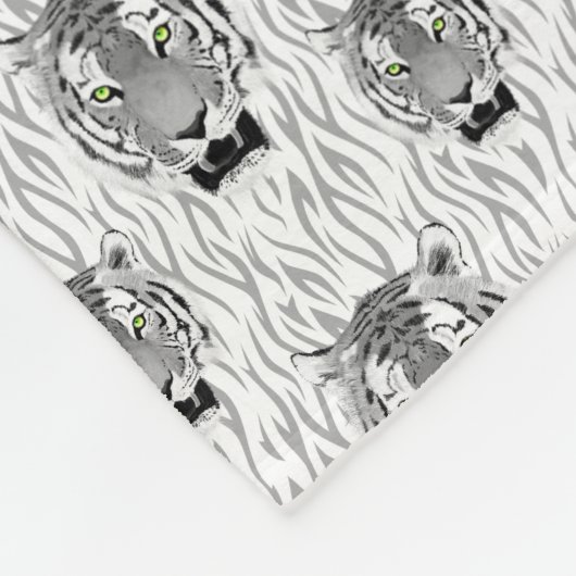 Schwarz-Weiß-Tiger-Gesicht mit Streifen Fleecedecke (Ecke)