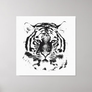 Schwarz-Weiß-Tiger-Gesicht Nah Leinwanddruck