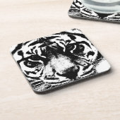 Schwarz-Weiß-Tiger Getränkeuntersetzer (Linke Seite)