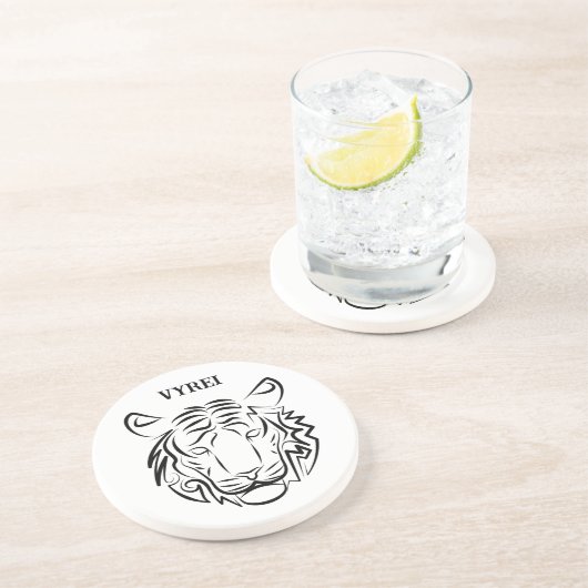 Schwarz-Weiß-Tiger Getränkeuntersetzer (Seite)